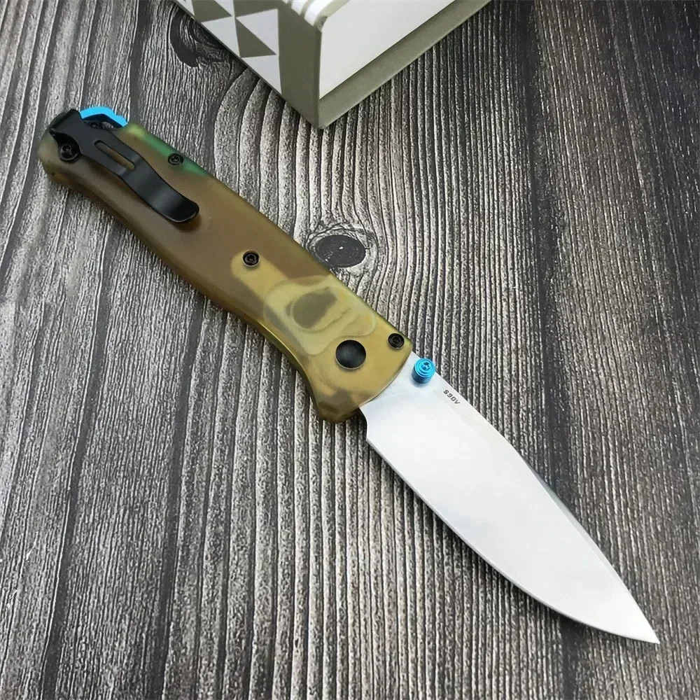 2023 NEW BM 535 Bugout Outdoor Folding Knife D2 Satin Plain Blade PEI Handle Camping Defense Pocket Knives Sharp Fishing Equip