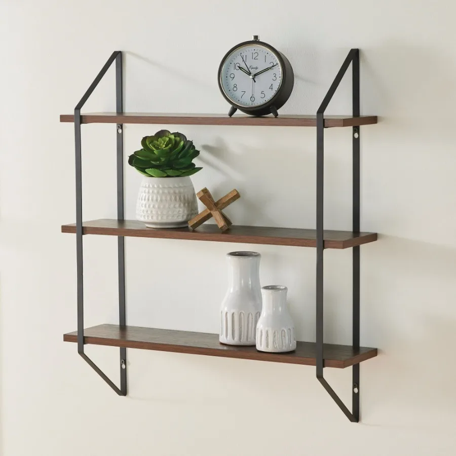 

3Tier 20W Wood Bracket Shelves Walnut