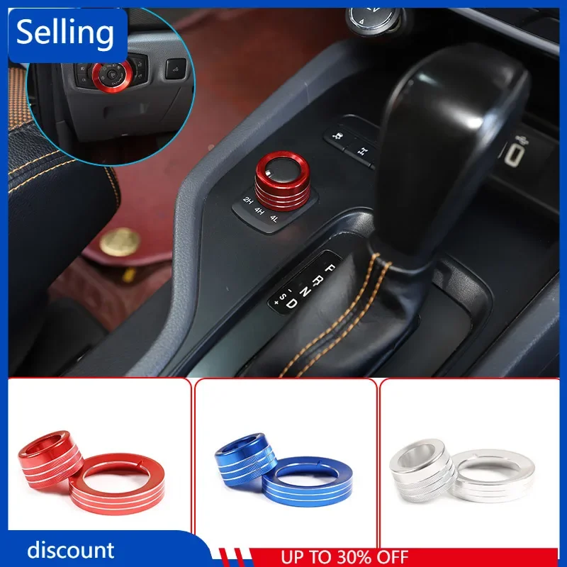 For Ford Ranger 2015-2021 Car Headlight Switch Decoration Ring Four Wheel Drive Switch Knob Trim Cover interior Accessories fast