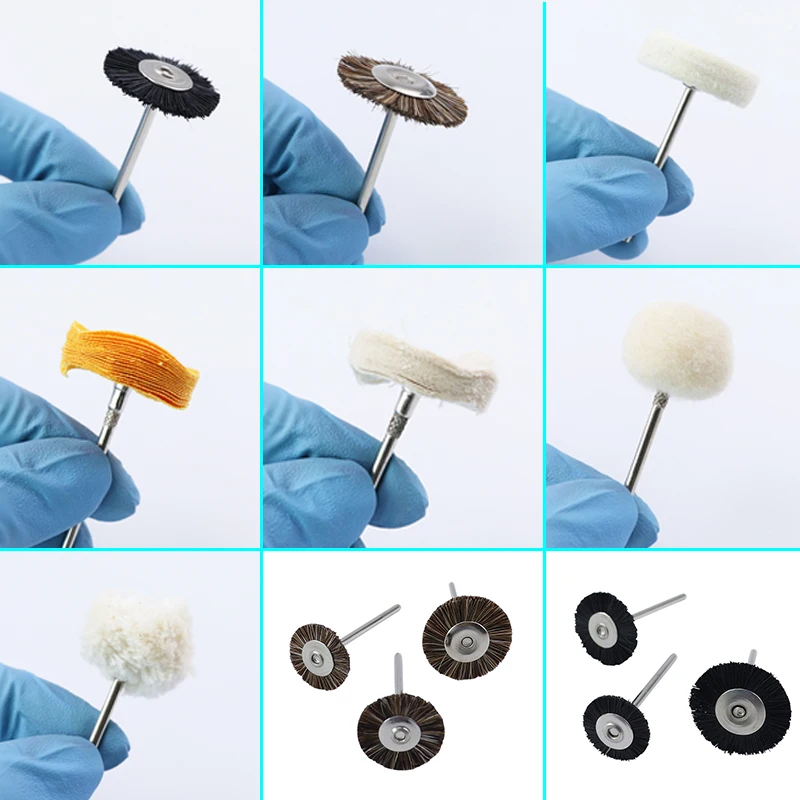 5Pcs Dental Polishing Brush Wheel Wool Goat Cotton Prophy Brushes Polisher Porcelain Grinding Buffing Tools