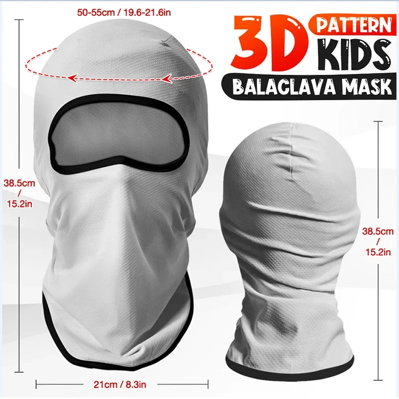 Boys and Girls Balaclava Sports Caps 3D Cartoon Print Full Face Mask Outdoor Kids Cycling Headwear Ski Skateboard Face Shield