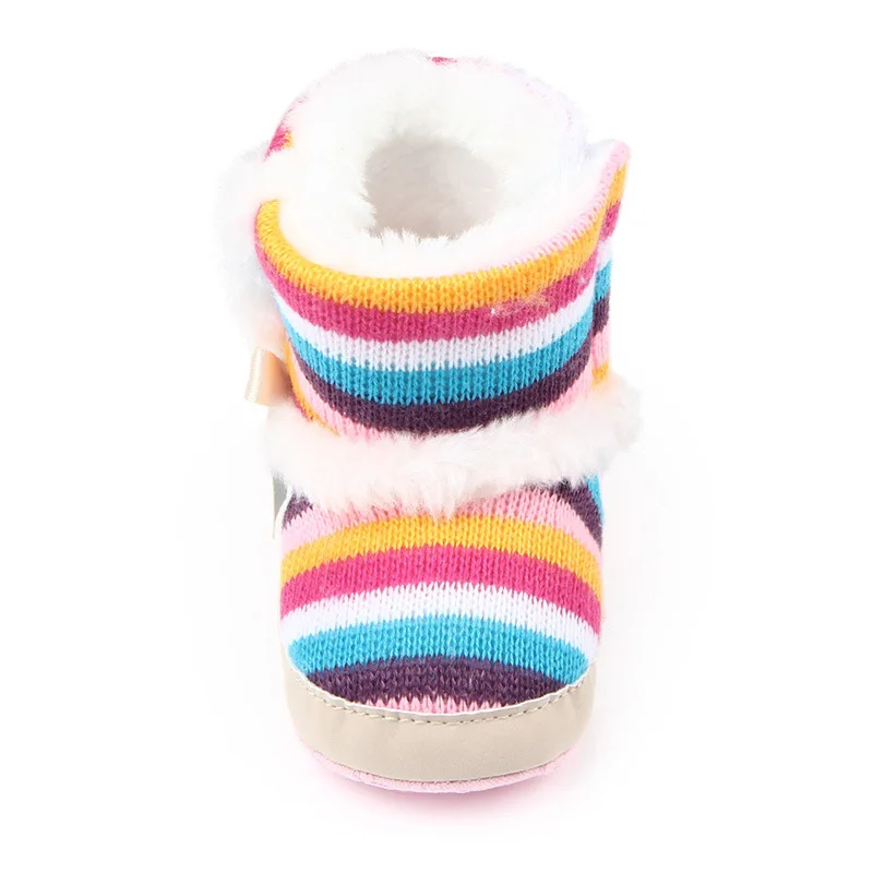 Winter warm models rainbow striped velvet foreign trade wholesale baby toddler shoes M0691