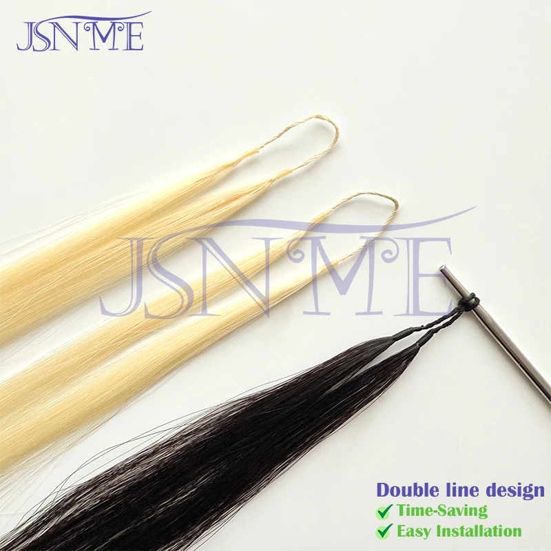 JSNME Double line feather New hair extensions Remy Natural Human Hair Bundles Black Brown Blonde 613 Color Women For Salon Strai