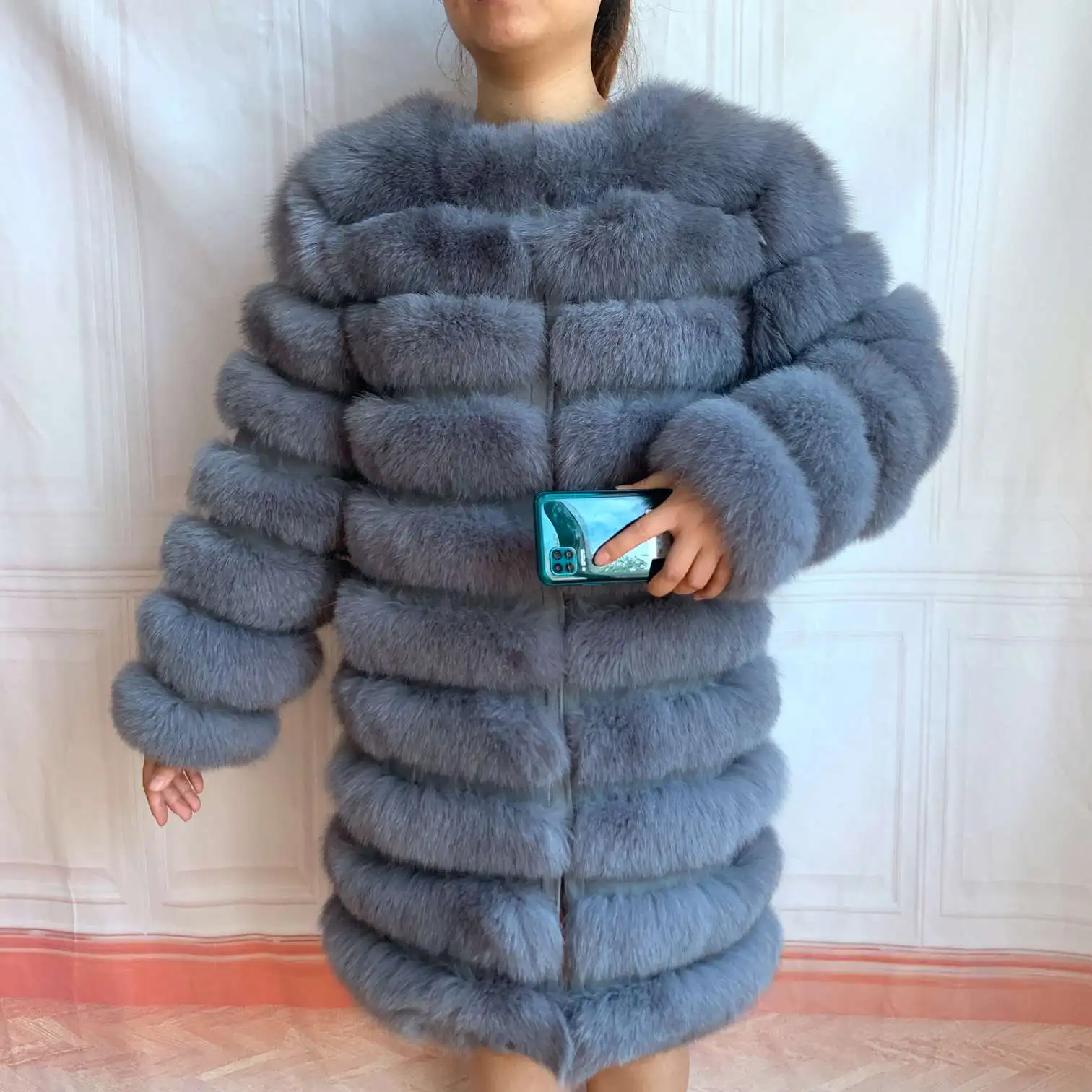 NEW 4in1 Real Fox Fur Long Coat Winter Coat for Women Jackets Vest Winter Outerwear Women Fox Fur Coat High Quality Fur Clothes