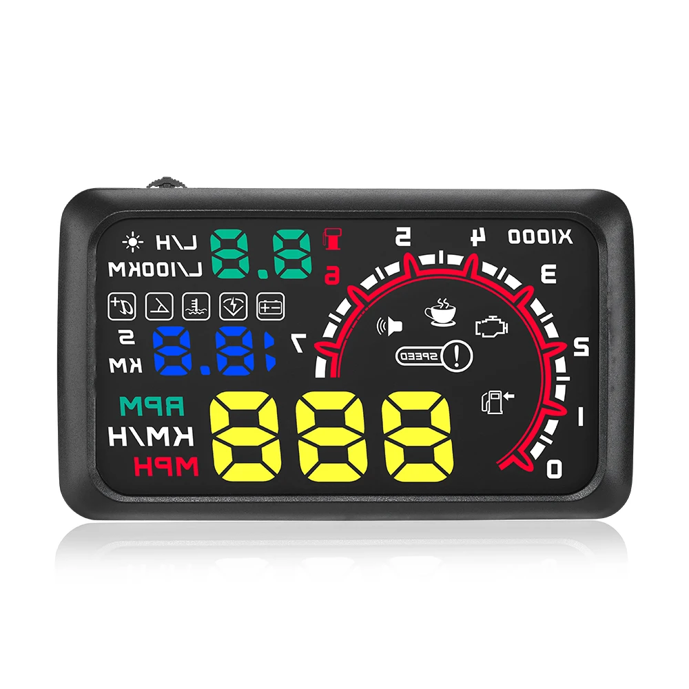 Car OBD Head Up Display Digital Speedometer With Overspeed Alarm Fuel Consumption Gauge Voltage Water Temperature LCD Dashboard