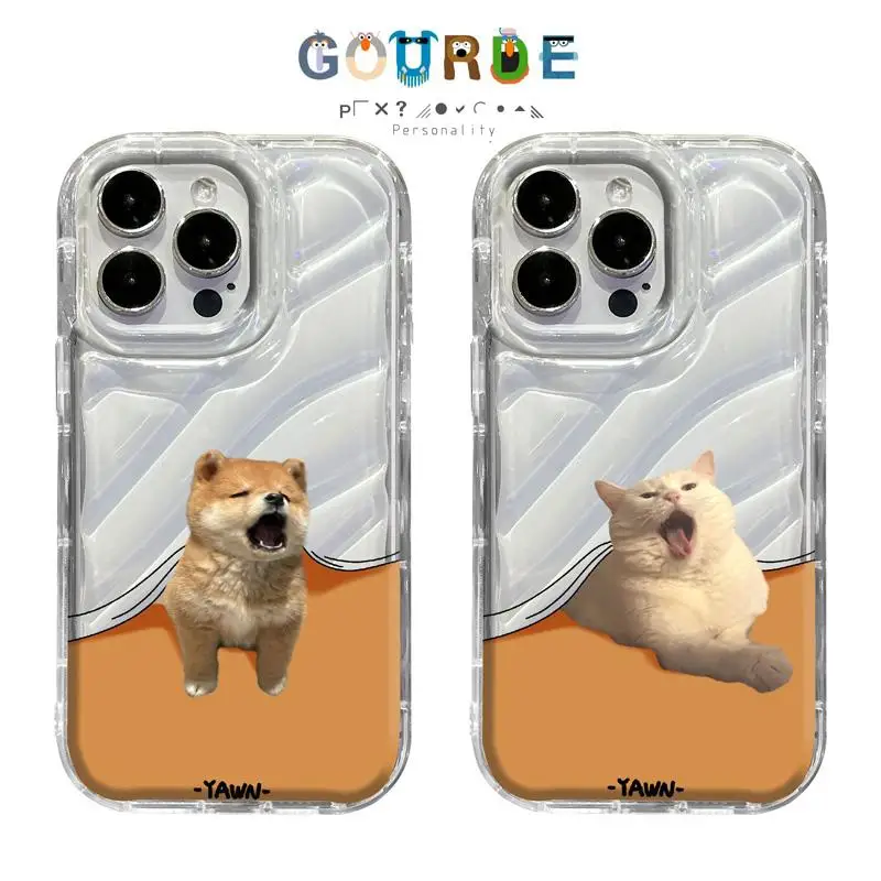 

Gourde Funny Lovely Dog Couple Phone Case For iPhone 16 15 14 13 12 11 Pro Max XR XsMAX 7 8Clear Shockproof Soft TPU Cover Funda