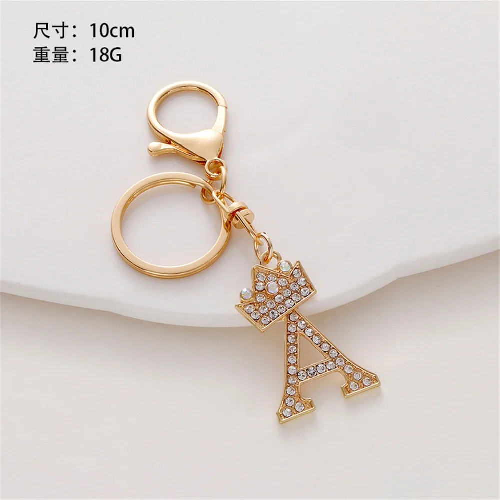 Luxury Crown 26 Letter Metal Keyring Fashion Rhinestone Initial Keychain Bag Pendant Charms DIY Accessories Birthday Gifts