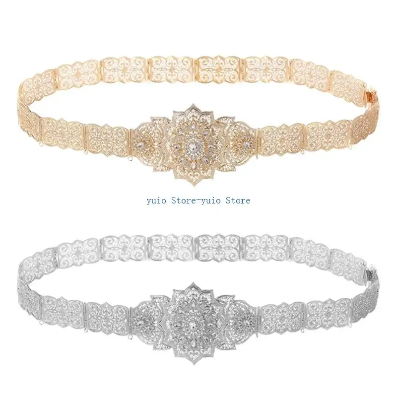 X7XB Traditional Waist Belt Russian Caucasus Costume Crystal Belt for Stage Performances Elegant Wedding Costume Waistband