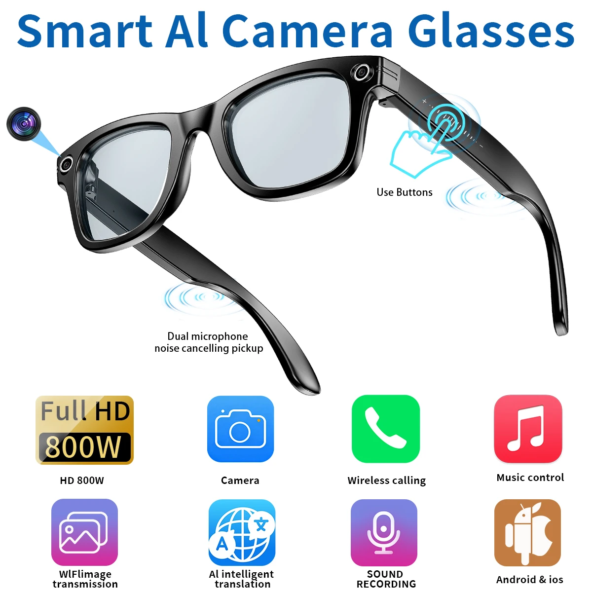 LIGE عدسات فوتوكروميك جديدة نظارات ذكية 800 واط كاميرا HD تسجيل الفيديو بلوتوث مكالمة نظارات AI الترجمة الذكية النظارات الشمسية #1