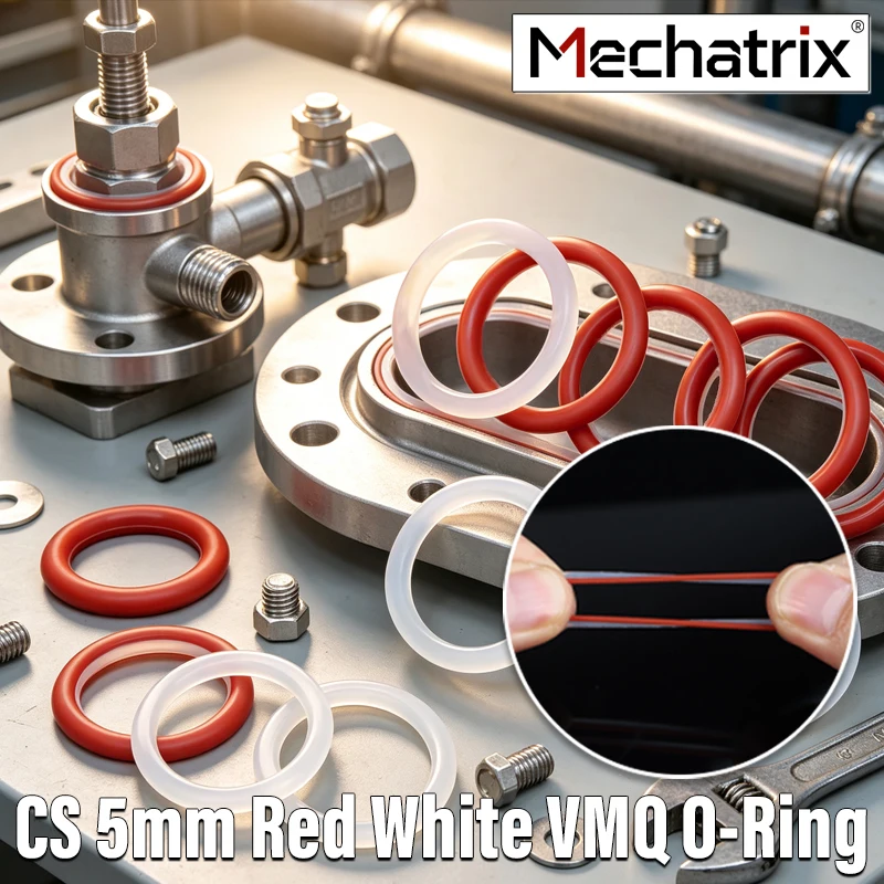Red White VMQ O-Ring Gasket CS 5mm Silicone rubber sealing Waterproof OD 15mm ~ 155mm Insulated Wear resistant Sealing Washer