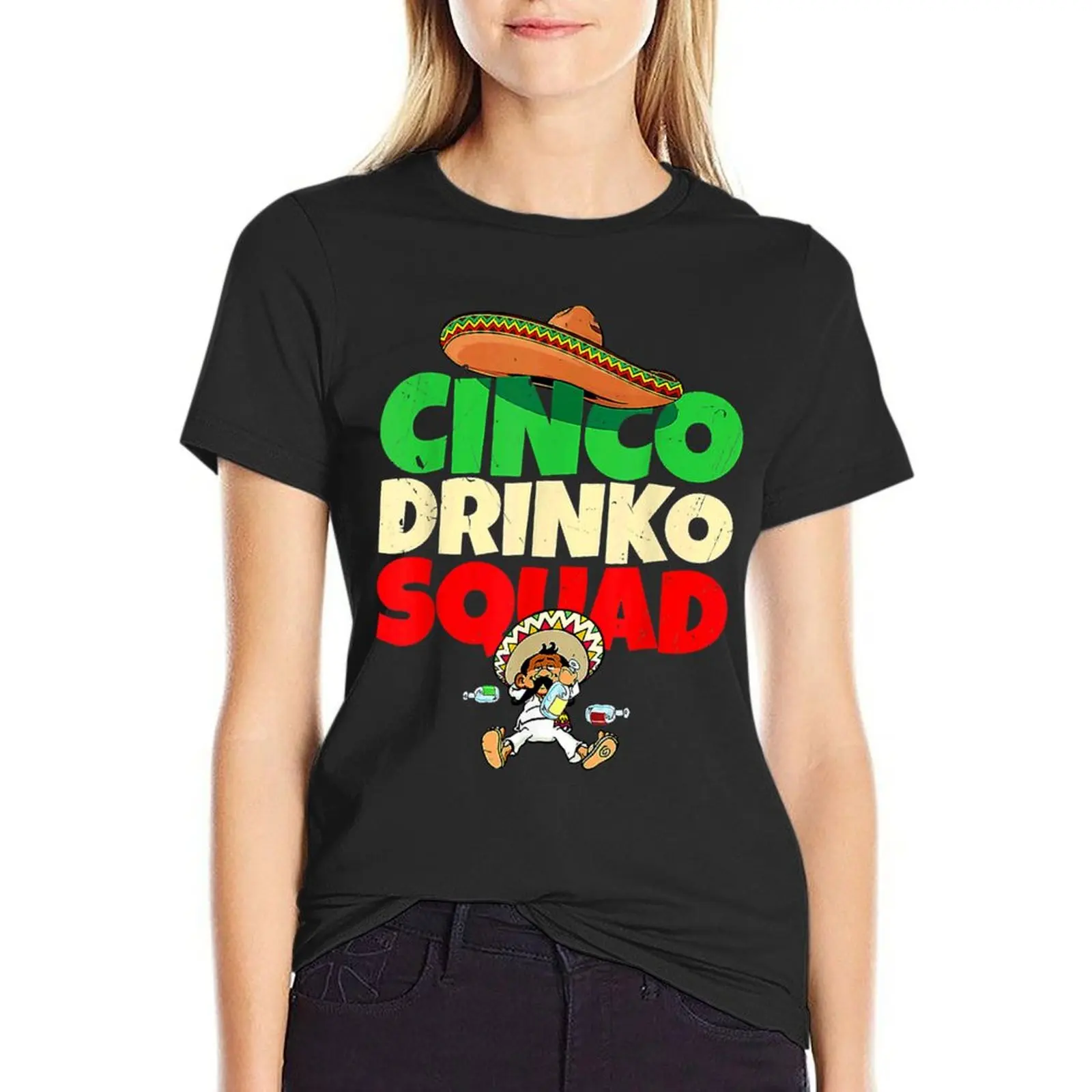 Cinco Drinko Squad Drinking Party Fiesta Funny Cinco De Mayo(2) T-Shirt funny tops t shirts for Women graphic