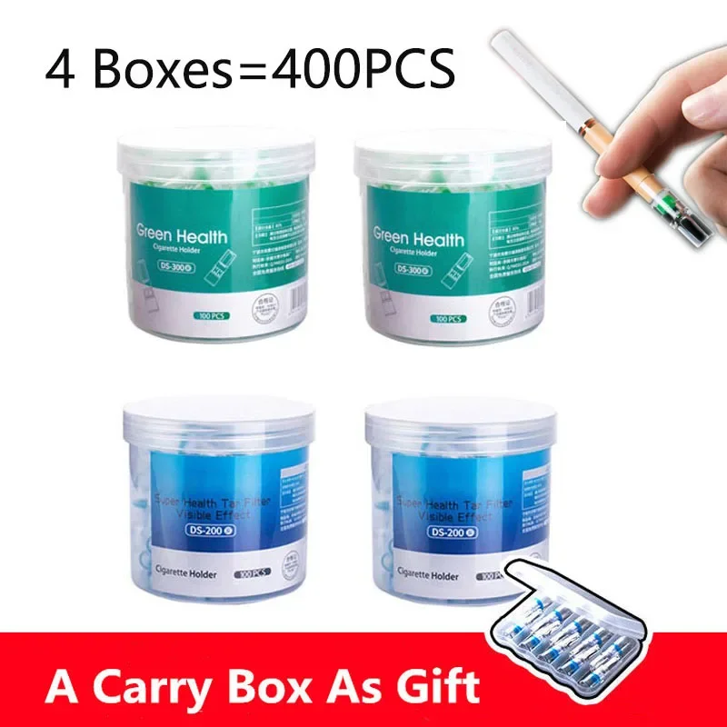 400pcs Set Acrylic Disposable Smoking Filter Pipe Cigarettes tube Holders Reduce Tar Cleaning Container Smoke Accessories