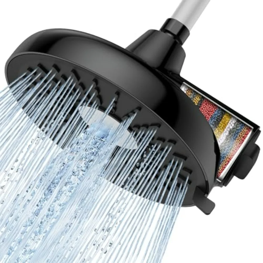Filtered Shower Head 8 Inches High Pressure Fixed Rain Showerhead with Filter for Bathroom Matt Black