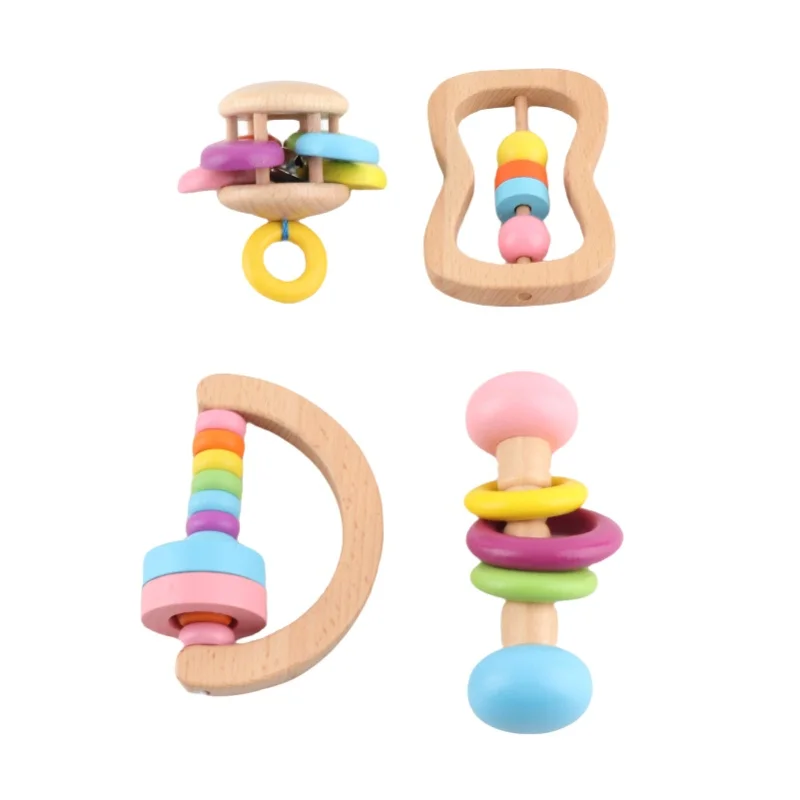 4-delige babyrammelaars set pasgeboren baby handrammelaar vroeg leren grijpspeelgoed voor kinderen