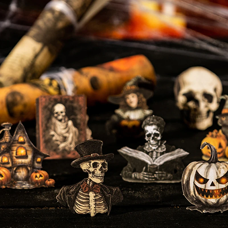 120pcs Spooky Encounters Series Large Portion Hardcard Material Pack Sticker Handbook Collage DIY Scrapbooking Album Photo Frame