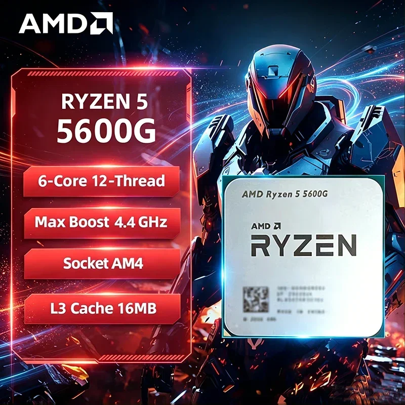 

AMD Ryzen 5 5600G AMD R5 5600G CPU 6-Core 12-Thread 4.4GHz Unlocked Desktop Processor Socket AM4 Gaming CPU Without Package