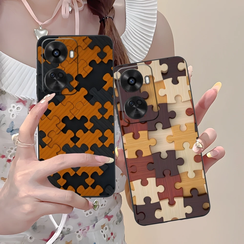 Puzzle Pretty Fashion Mobile Cell Phone Case for Huawei Nova 12 11 10 9 8 7 Pro SE 5G Black Soft Phone Cover Shell