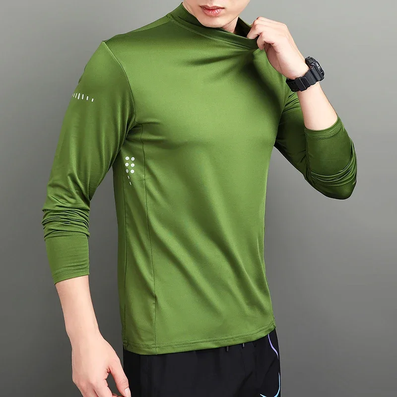 Men Sports Quick Dry Breathable T-shirt Long Sleeve Running Gym Clothing Fitness Compression Shirt Training Track and Field Tops