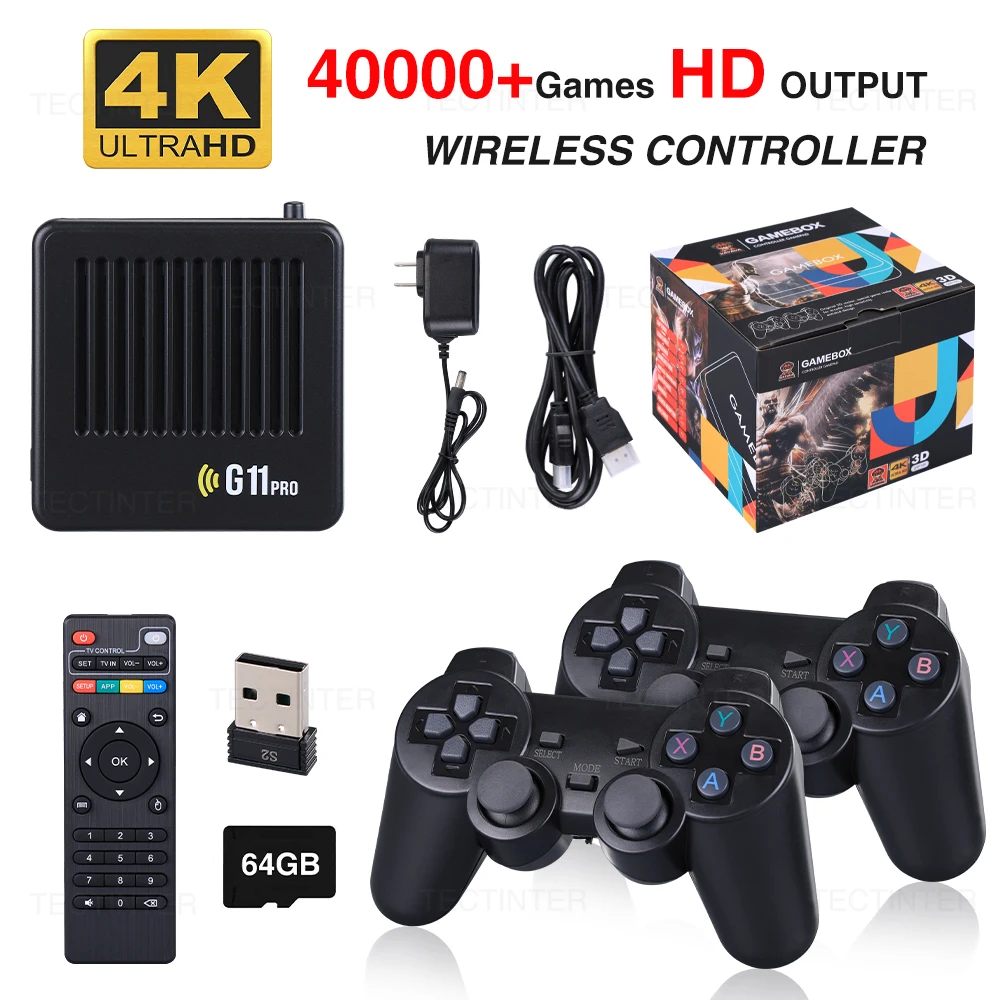 

G11 Pro Game Box 4K HD TV Game Stick Video Game Console 128G Built in 40000+ Retro Games 2.4G Wireless Gamepad For PS1/GBA/FC