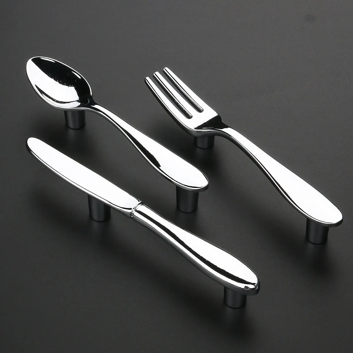 3Pcs Innovative Tableware Style Cabinet Handles 3 Inch Zinc Alloy Drawer Pulls for Kitchen Dresser Bookcase Door Cupboard