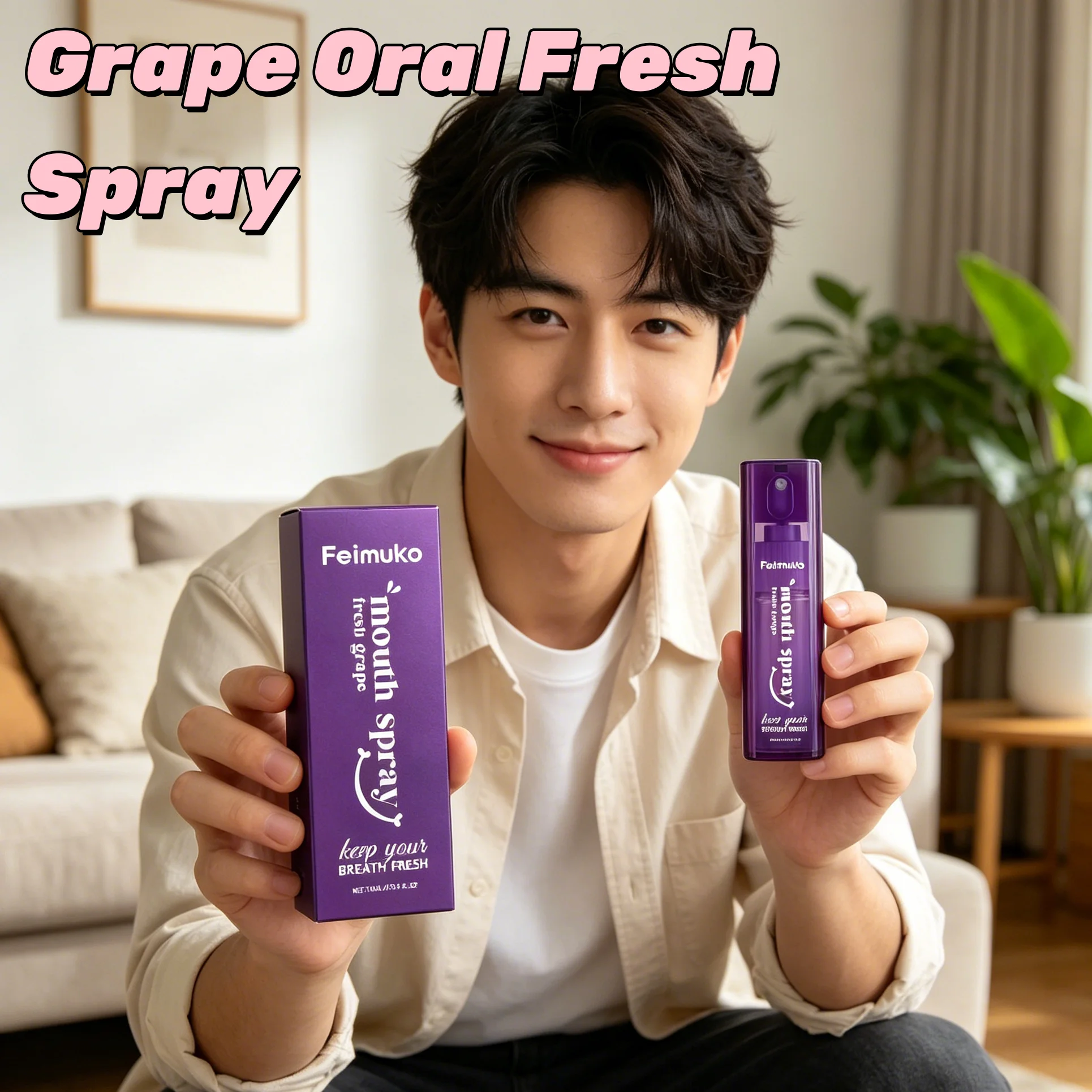Grape Flavor Mouth Spray Instant Fresh Breath Spray Non Irritating Mini Pocket Oral Spray Eliminate Smoke Garlic Odor Oral Care