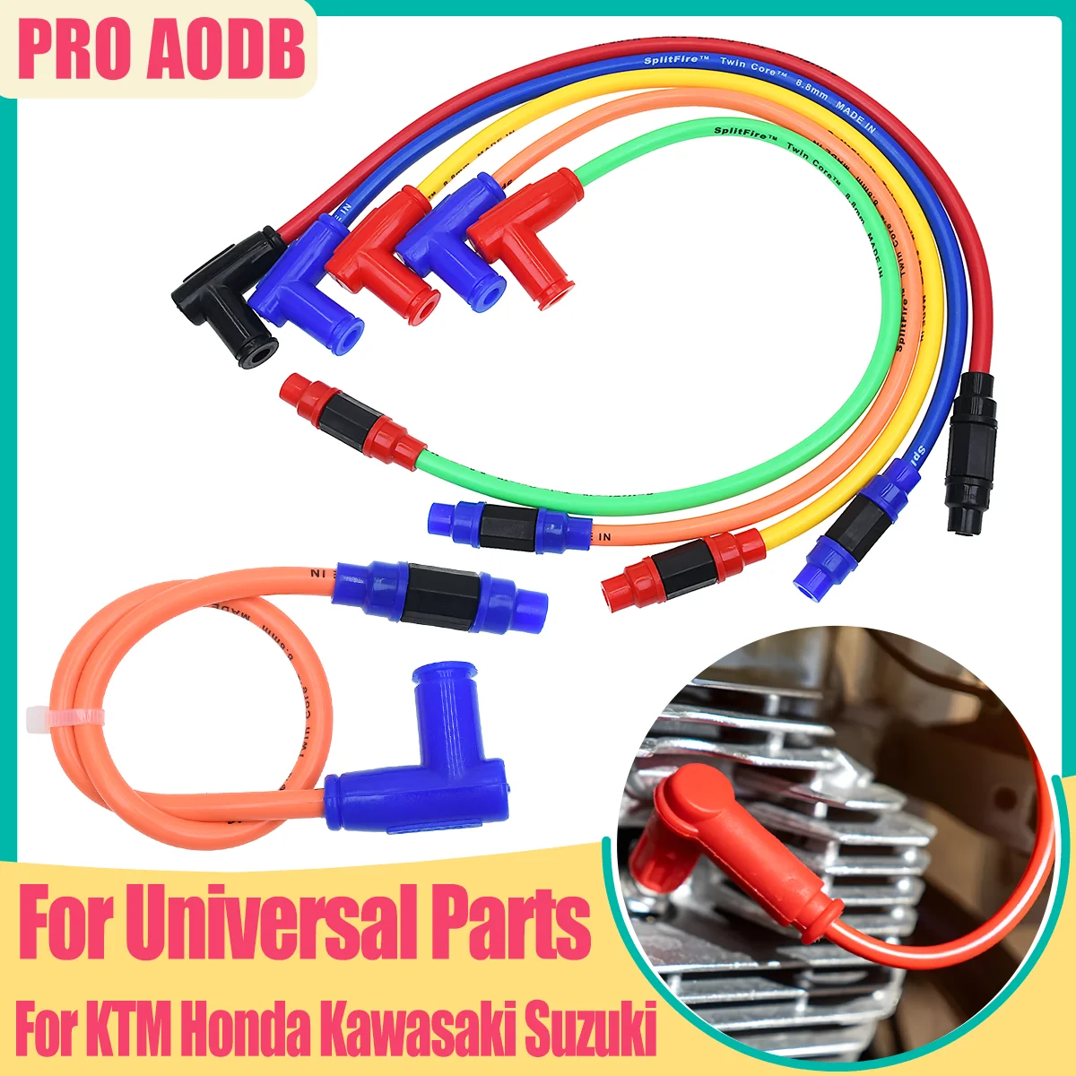 

For Yamaha Kawasaki Honda Dirt Bike Go Kart ATV Scooter Moped Universal Motocross Ignition Coil Spark Plug Iridium Power Cable