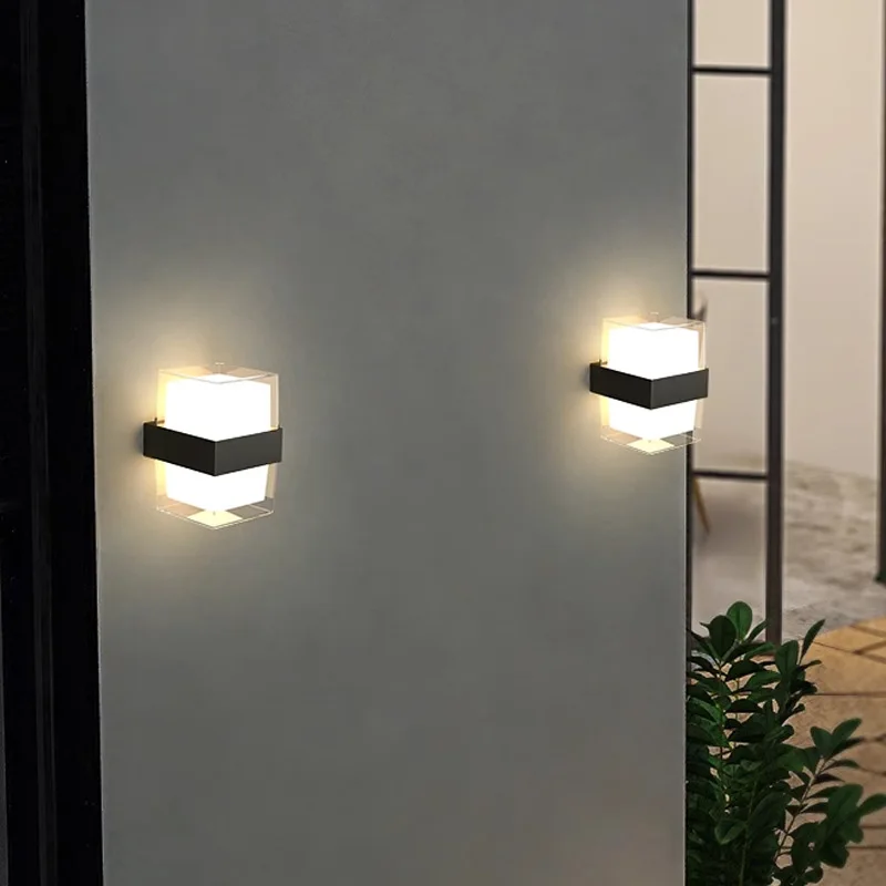 Modern Plastic LED Wall Light Square Round Light Up And Down The Interior Balcony Corridor Staircase Porch Wall Lighting Lamps