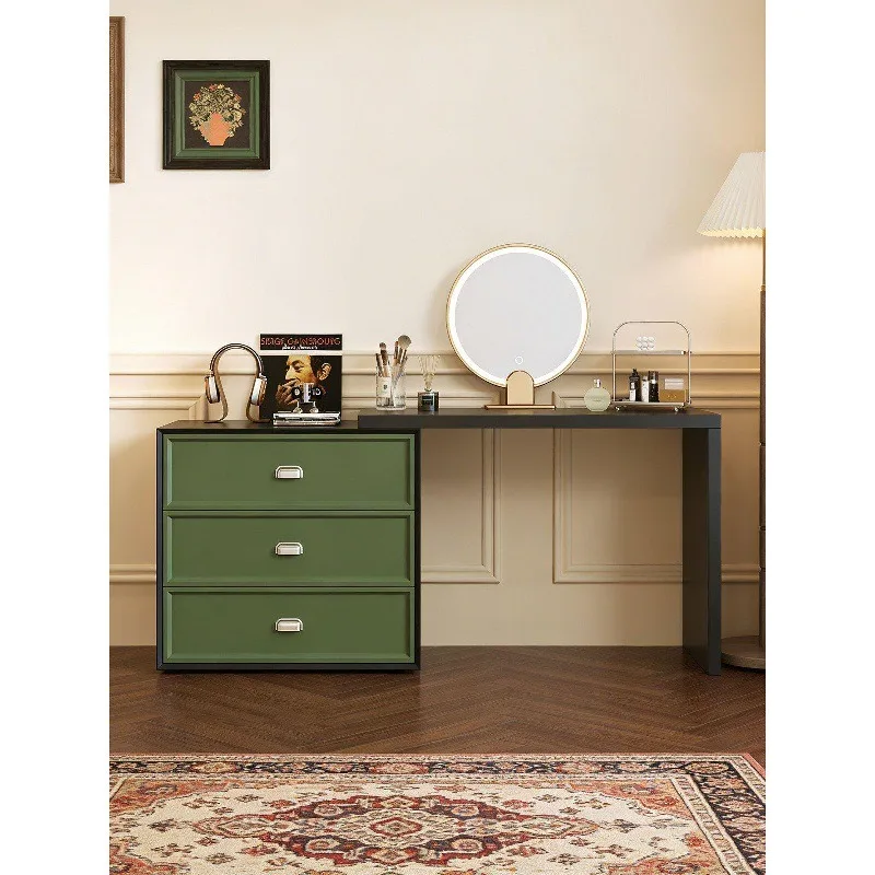Bedroom retro dresser, chest integrated telescopic simple and beautiful wind, bed tail solid wood baking paint mixed