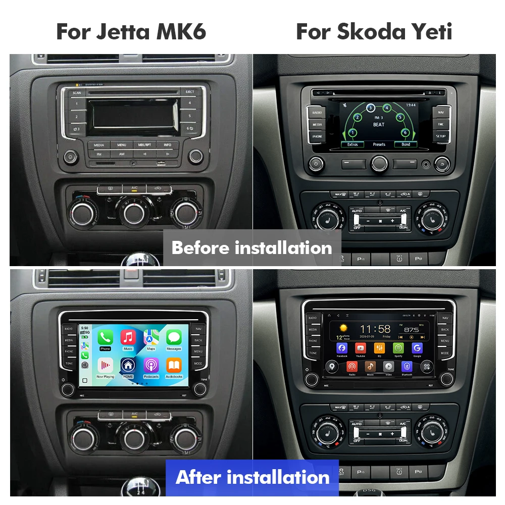 2026 NEW! 7 inch Car Radio For VW/POLO/PASSAT/Golf/Tiguan/Jetta/Touran/Skoda/Octavia/Seat/Leon Carplay Android Auto Stereo 2din