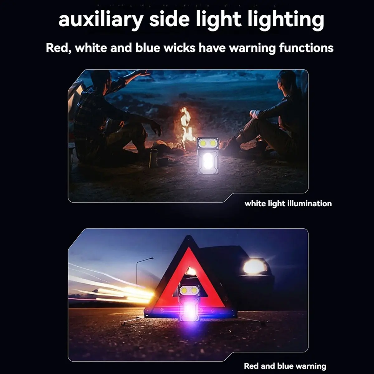 

【BIG-SALE】COB Rechargeable Work Light, Mini Outdoor Flashlight Camping Light, Running Light, Riding Light and Signal Light