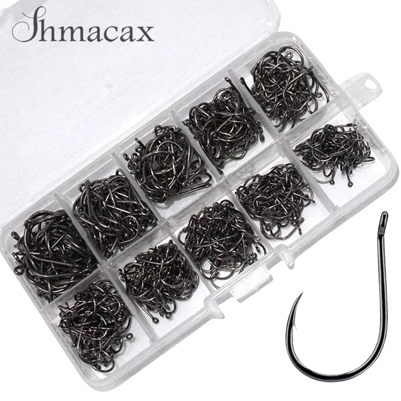 

100-500PCS Fishing Hooks Set High Carbon Steel Sharp Durable Barbed Fishhook Rock Fishing Equipment Gear Tackle Accessories