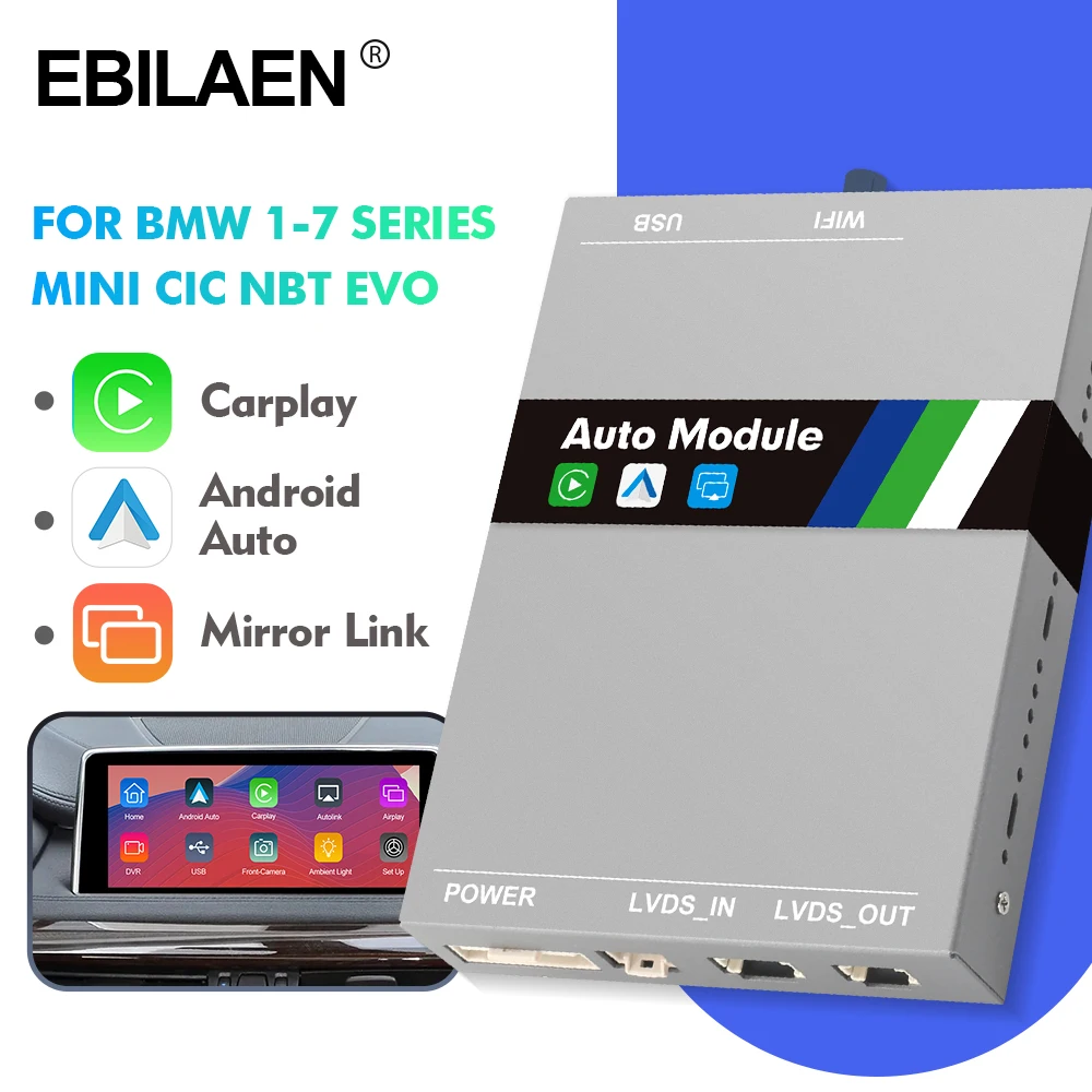 Wireless Carplay for BMW F30 F31 F20 F21 F10 F01 X5 E70 X3 F25 MINI NBT EVO CIC CCC System 6.5 8.8 10.25inch Mirror Link Module