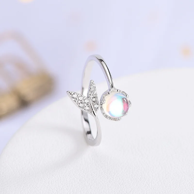 Women's Mermaid Tail Moonstone 925 Silver Ring