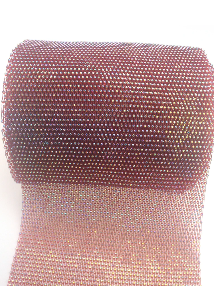 53*54 20cm BlackAB Mesh Rhinestone Net Fabric Glitter Sewing Square Crystal Glass Trim Stretch For Swimsuit Bikini Hollow Design