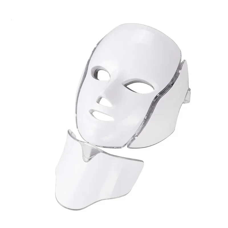 7 Kleuren Led Gezichtsmasker Met Nek Led Lichttherapie Masker Huidverjonging Anti Acne Schoonheidsapparaat Face Lifting Firm Massager