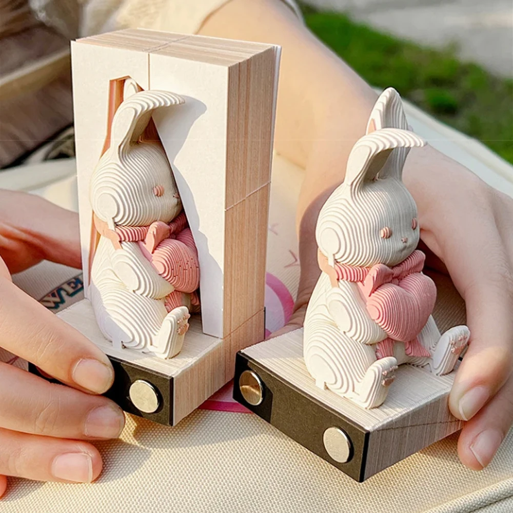 3d Calendar 2024 Cute Rabbit Memo Pad Notes Notepad Desk Calendar Birthday Gift For Girl Panda Paper Sculpture Art Decoration