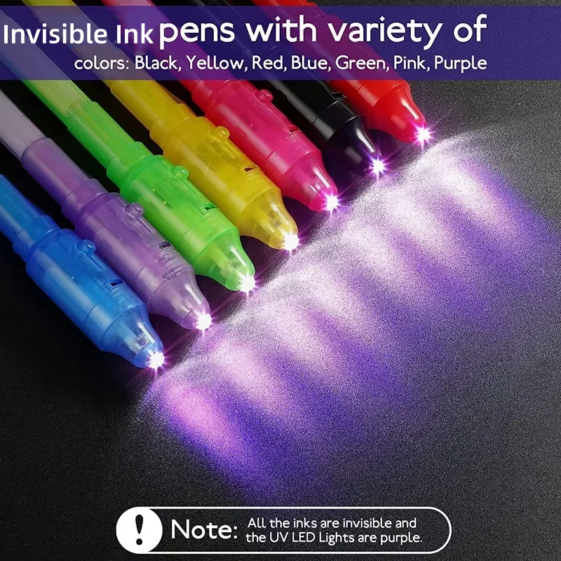 Invisible Ink Pen Secret Pens with UV Light Spy Pen for Kids Party Favors Magic Marker Pens Ideal for Writing Secret Message
