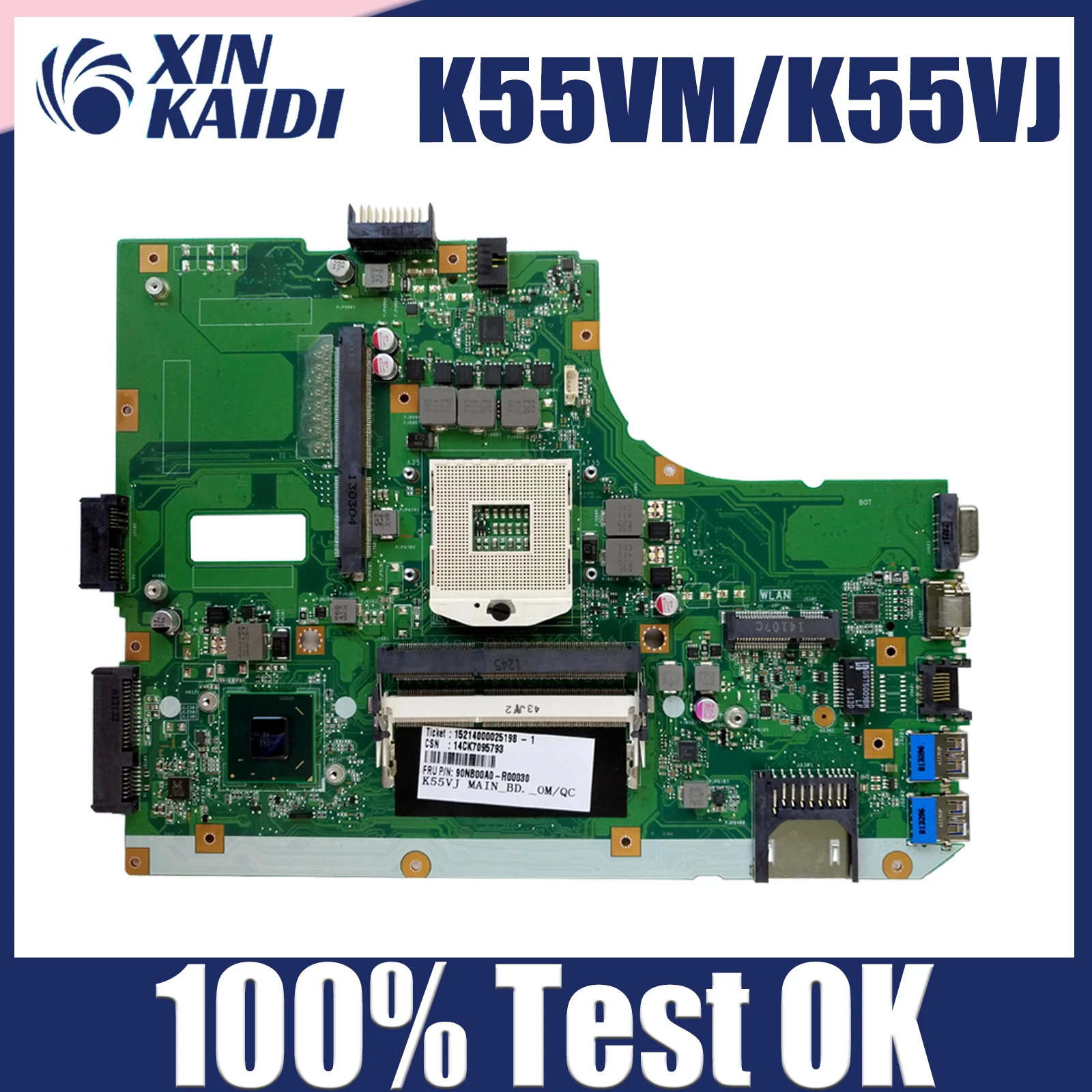 Laptop Motherboard For ASUS K55VM K55VJ K55V R500V Notebook Mainboard REV:2.0 2.1 2.2 2.3 MAIN BOARD 100% TEST OK