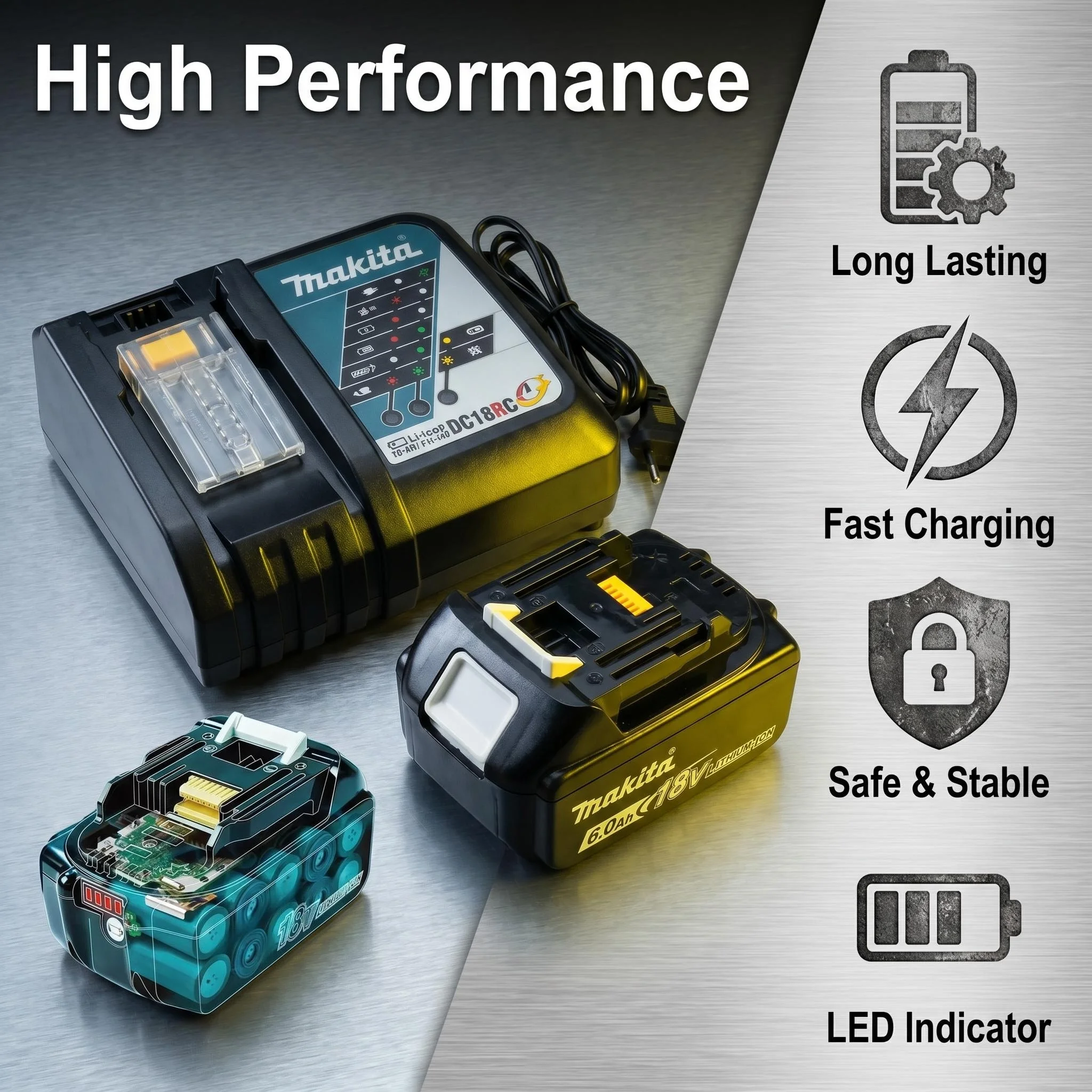 

Original Makita Best-selling 18V 6Ah/5Ah Batteries BL1860B BL1850B BL1850 BL1840 BL1860 BL1815 Replacement Lithium Battery
