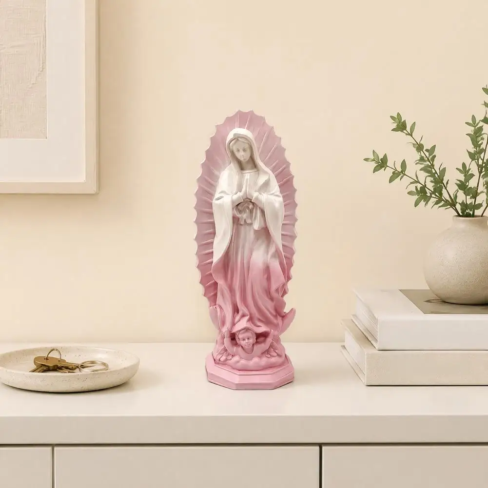 Exotic Home Accessories Lady of Guadalupe Statue Mary Resin Figurine Inspirational Catholic Home Decor Sculpture for Entryway