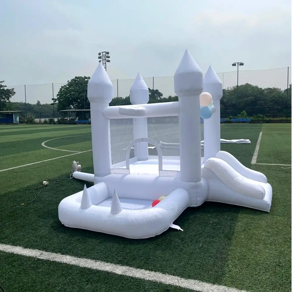 Mini Toddler White Bounce House with ball pit jumping castle for kids ball pit white kids jumper air bouncer