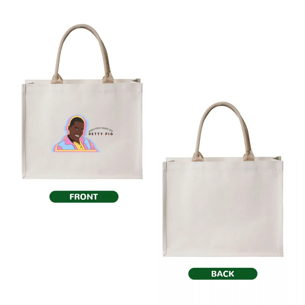 اغسل يديك أنت DETTY PIG Tote Bag حمل حقيبة تسوق قماشية للرجال حقيبة كتف قماشية