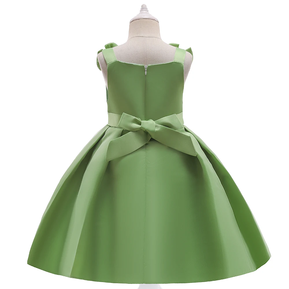 Green Christening Party Dress For Girls Kids Wedding Bridesmaid Princess Gown Girl Bow Fluffy Tutu Dresses Children Fancy Wear