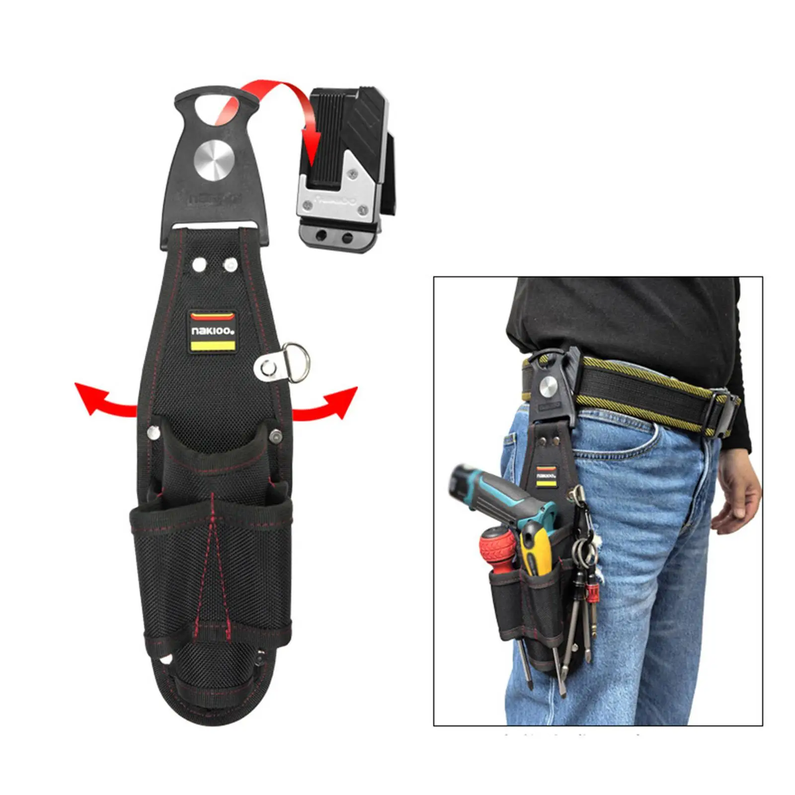 Portable Belt Tool Pouch Compact Oxford Cloth Waisted Holder for Electricians Workstation and DIY Projects