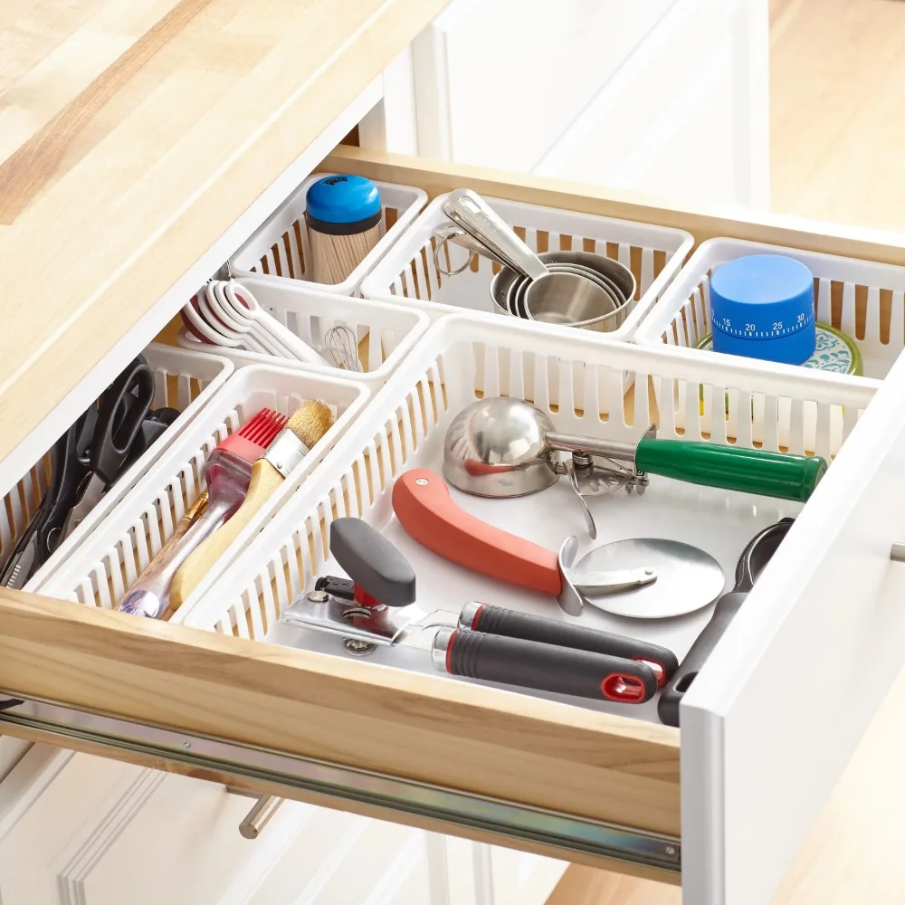 Set mit 7 Schubladen-Aufbewahrungsbehältern, 4 Koffer