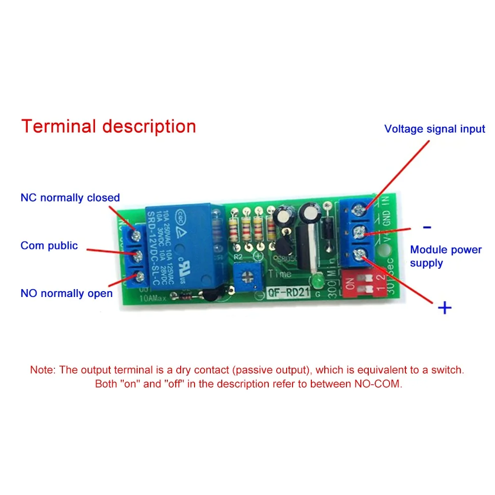 Power-Off Delay Disconnect Relay Module Power-Off Delay Module Delay Circuit 5V12V24V Anti-Restart for Auto Close When Timeout