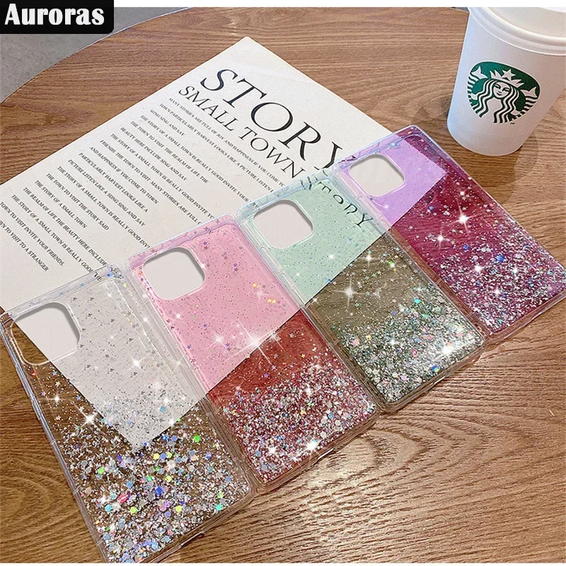 Skinlee For OPPO Reno 12 Pro 5G Case Solid Color Glitter Sequins Cover For OPPO Reno 12F 4G/5G Back Casing