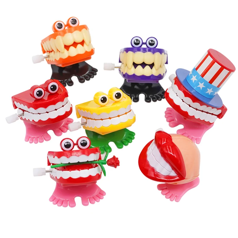 1pc Dentist Gifts Tooth Shape Mini Clockwork Jumping Toy Funny Cute Jump Teeth Denture Educational Toys Spring Wind Up Toy