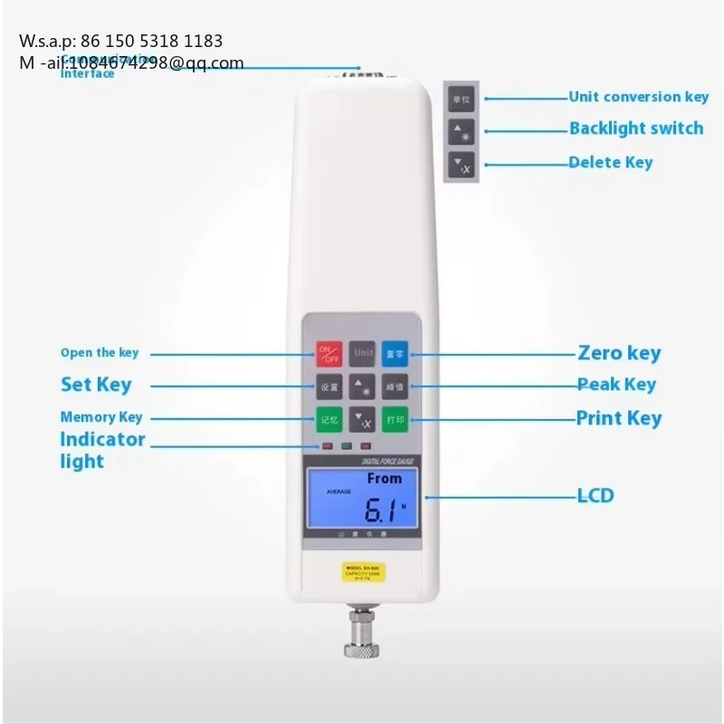 Original SHB-50 Handheld Digital Dynamometer Pull-Push Dial Force Gauge for Tensile Test Force Measuring Instrument