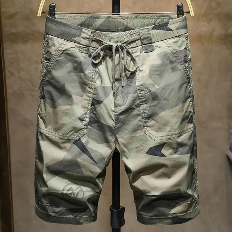 

Уличные тонкие камуфляжные шорты 2025, мужские модные брендовые летние свободные походные брюки с пятью точками, трендовые спортивные полубрюки